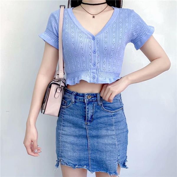women's tanks & camis summer v-neck short sleeve retro exposed navel black french shirt sweater, White
women's tanks & camis summer v-neck short sleeve retro exposed navel black french shirt sweater, White
