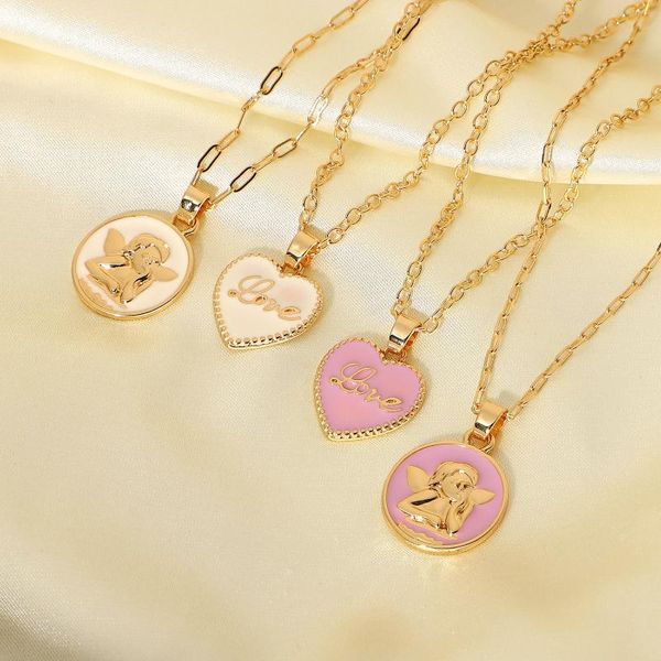 chains ins oil drip gold chain necklace women jewelry white pink initial heart angel relief round coin pendant female, Silver
chains ins oil drip gold chain necklace women jewelry white pink initial heart angel relief round coin pendant female, Silver
