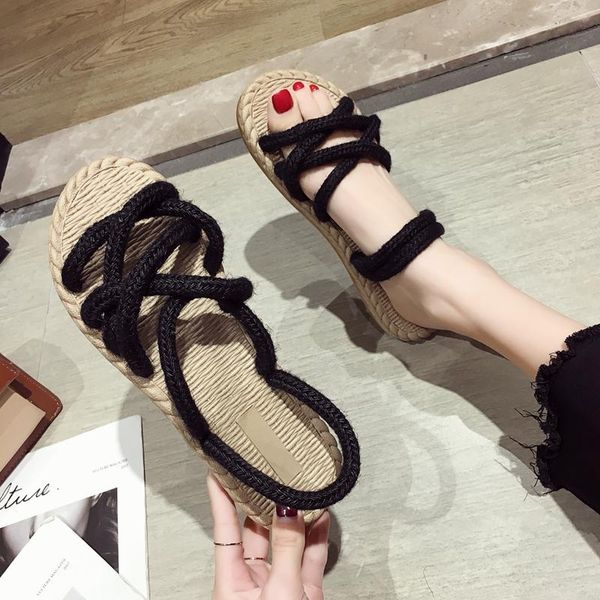 summer rope woven roman shoes flat comfortable fisherman sandals vacation beach women, Black
summer rope woven roman shoes flat comfortable fisherman sandals vacation beach women, Black