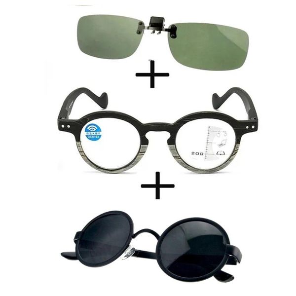sunglasses 3pcs wood progressive multifocal far and near reading glasses men women + polarized round retro clip, White;black
sunglasses 3pcs wood progressive multifocal far and near reading glasses men women + polarized round retro clip, White;black