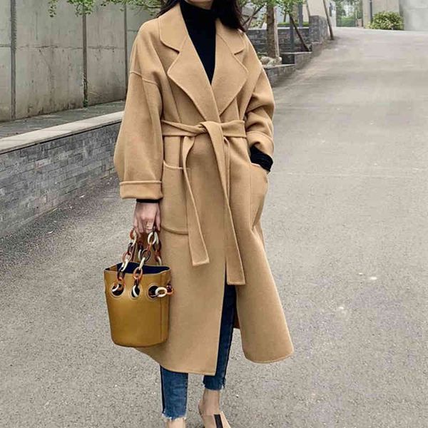 women's wool & blends women elegant classic solid lace-up woolen autumn winter long sleeved pocket coats casual office lady overcoats 9, Black
women's wool & blends women elegant classic solid lace-up woolen autumn winter long sleeved pocket coats casual office lady overcoats 9, Black