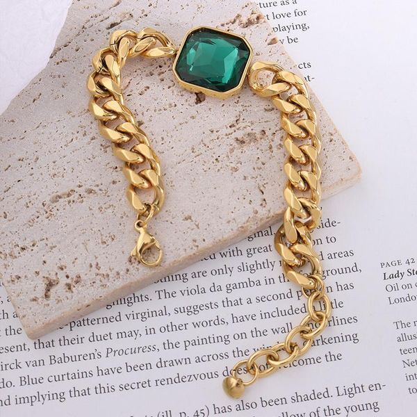 link, chain punk stainless steel gold thick bracelets bangles hip hop green zircon stone fashion jewelry pulseras mujer, Black
link, chain punk stainless steel gold thick bracelets bangles hip hop green zircon stone fashion jewelry pulseras mujer, Black