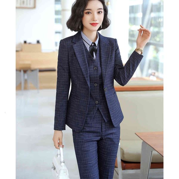 pant blue woman black chess pants 2021 winter only button pant 2 piece jacket defines career suit work, White
pant blue woman black chess pants 2021 winter only button pant 2 piece jacket defines career suit work, White