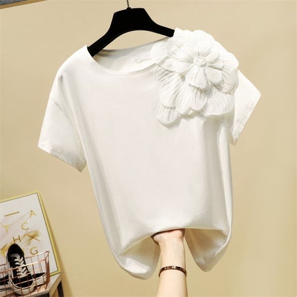 3d casual flower t shirt women summer o-neck short sleeve tees cotton ladies 210708, White
3d casual flower t shirt women summer o-neck short sleeve tees cotton ladies 210708, White