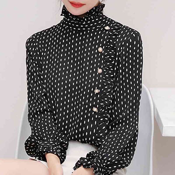 women blouses long sleeve shirts stand collar dot chiffon shirt blusas mujer d376 210426, White
women blouses long sleeve shirts stand collar dot chiffon shirt blusas mujer d376 210426, White