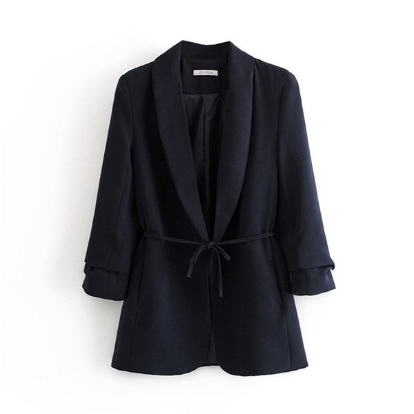 women elegant crimping three quarter sleeve casual blazer notched collar open stitch lace up female stylish outwear coats ct238 210420, Black
women elegant crimping three quarter sleeve casual blazer notched collar open stitch lace up female stylish outwear coats ct238 210420, Black