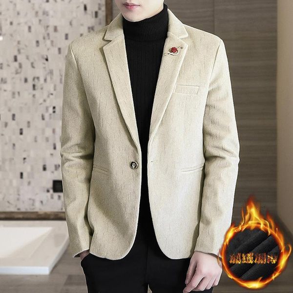men's suits & blazers 2021 autumn casual handsome fleece padded slim fit blazer, White;black
men's suits & blazers 2021 autumn casual handsome fleece padded slim fit blazer, White;black
