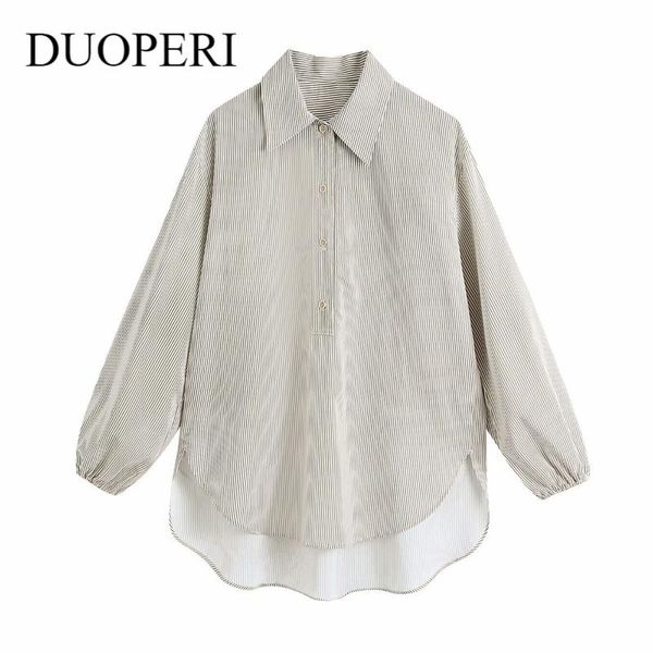 women's blouses & shirts duoperi 2021 womem fashion buttoned striped lapel neck long sleeve vintage female blusas chic, White
women's blouses & shirts duoperi 2021 womem fashion buttoned striped lapel neck long sleeve vintage female blusas chic, White