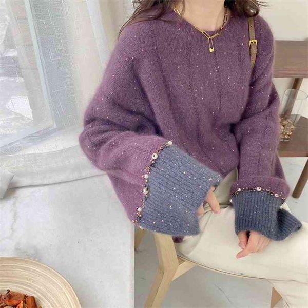 purple sweater women winter loose lazy raccoon velvet casual 210520, White;black
purple sweater women winter loose lazy raccoon velvet casual 210520, White;black
