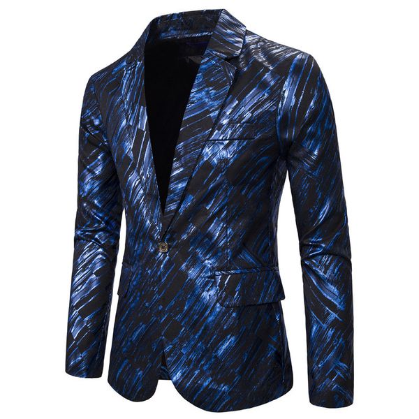 men's suits & blazers men causal suit jackets fashion gild print design stage host singer musician costume wedding q0c0, White;black
men's suits & blazers men causal suit jackets fashion gild print design stage host singer musician costume wedding q0c0, White;black