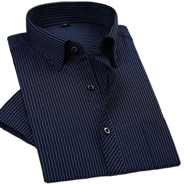summer short sleeve striped regular fit non-iron easy care business men shirts no fade no shrink with chest pocket 210331, White;black
summer short sleeve striped regular fit non-iron easy care business men shirts no fade no shrink with chest pocket 210331, White;black