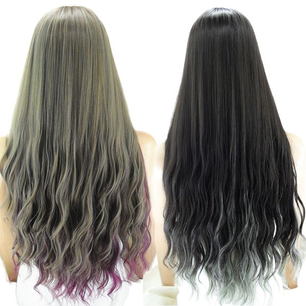 europe and the united states burst style chemical fiber wig cover up bangs curly hair woman big waves gradual change color corn perm water w, Black
europe and the united states burst style chemical fiber wig cover up bangs curly hair woman big waves gradual change color corn perm water w, Black