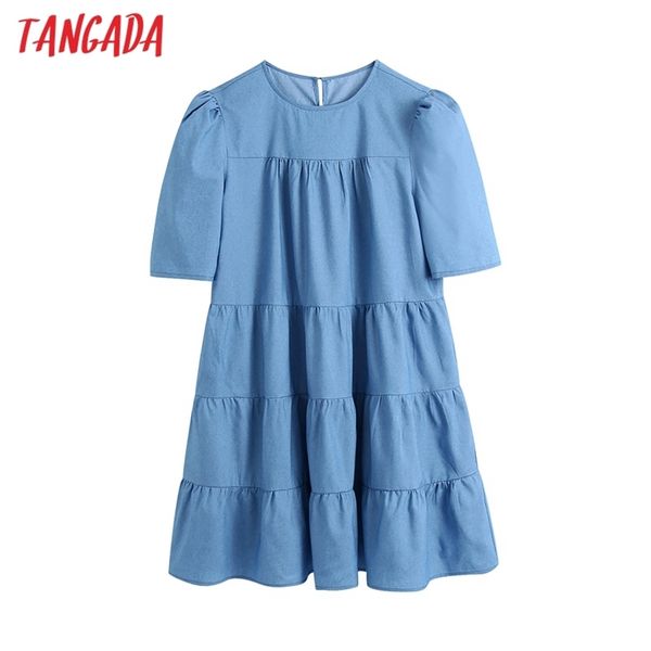 women blue thin denim pleated o neck short sleeve ladies vintage mini dress vestidos be436 210416, Black;gray
women blue thin denim pleated o neck short sleeve ladies vintage mini dress vestidos be436 210416, Black;gray
