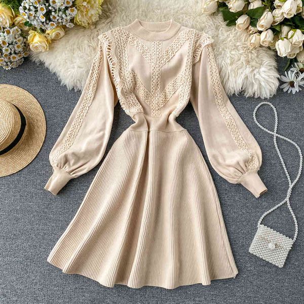 dress winter knit sweater korean casual mini women a-line long sleeve lace vestidos elegant pull robe femme 65w1, Black;gray
dress winter knit sweater korean casual mini women a-line long sleeve lace vestidos elegant pull robe femme 65w1, Black;gray