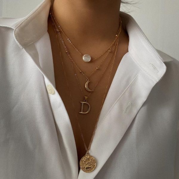 pendant necklaces retro coin necklace for women simple fashion geometry letter d multi-storey pearl choker neck jewelry accessory, Silver
pendant necklaces retro coin necklace for women simple fashion geometry letter d multi-storey pearl choker neck jewelry accessory, Silver