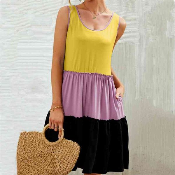 casual loose round neck sleeveless a-line splicing mini dress women summer three-color contrast color pocket robe 210517, Black;gray
casual loose round neck sleeveless a-line splicing mini dress women summer three-color contrast color pocket robe 210517, Black;gray