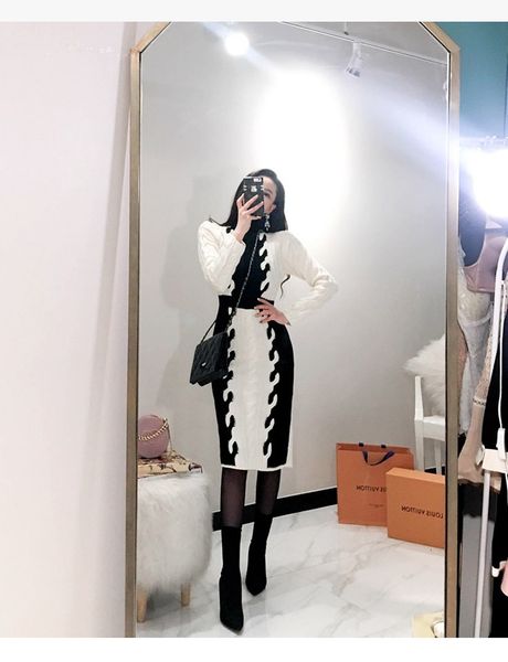 2021 a line turtleneck thick winter black patchwork sweater women es knitted long female vestidos, Black;gray
2021 a line turtleneck thick winter black patchwork sweater women es knitted long female vestidos, Black;gray