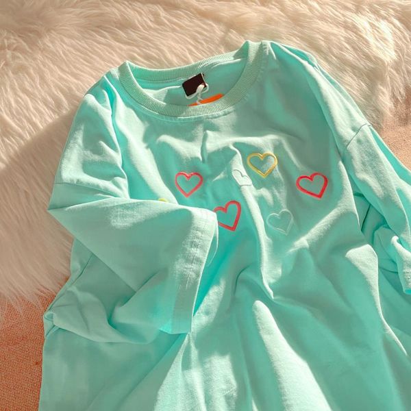 women's t-shirt color love creative printing harajuku plus size women wild round neck short-sleeved couple loose shirt, White
women's t-shirt color love creative printing harajuku plus size women wild round neck short-sleeved couple loose shirt, White