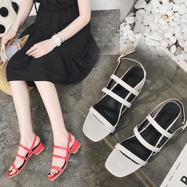 leisure buckle strap solid summer square heels sandals women open toe gladiator ladies shoes med, Black
leisure buckle strap solid summer square heels sandals women open toe gladiator ladies shoes med, Black