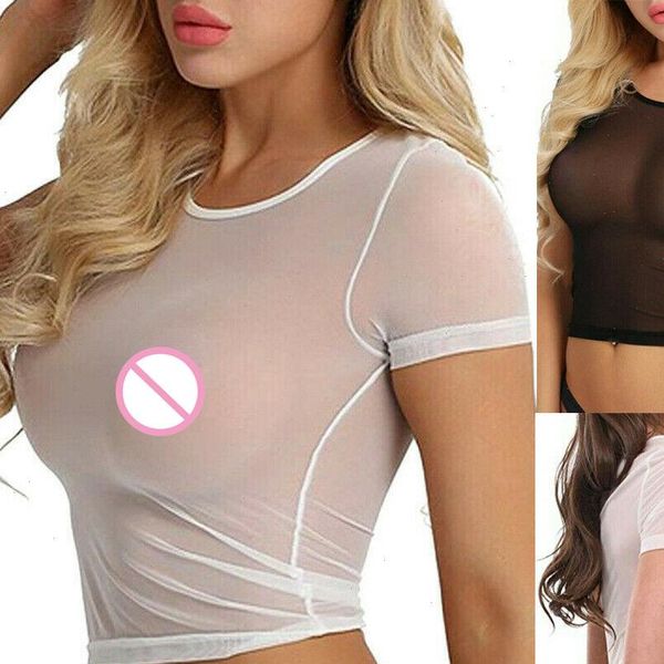 see through transparent women blouses sheer mesh short sleeve crop slim shirt ladies, White
see through transparent women blouses sheer mesh short sleeve crop slim shirt ladies, White