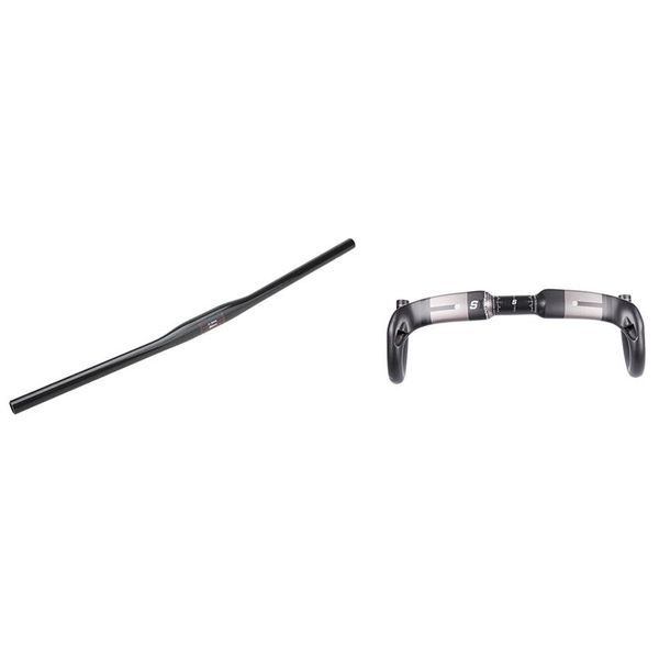 handlebars 2 pcs carbon fiber bicycle handlebar, straight handle & curved