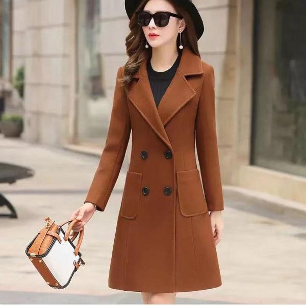 women's wool & blends womens winter coats pockets lapel jackets woolen overcoat elegant double breasted long ladies overcoats plus size, Black
women's wool & blends womens winter coats pockets lapel jackets woolen overcoat elegant double breasted long ladies overcoats plus size, Black