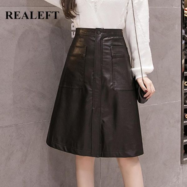skirts realeft autumn winter ol style women's midi high waist black pu leather sheath a-line with pocket female 2021
skirts realeft autumn winter ol style women's midi high waist black pu leather sheath a-line with pocket female 2021