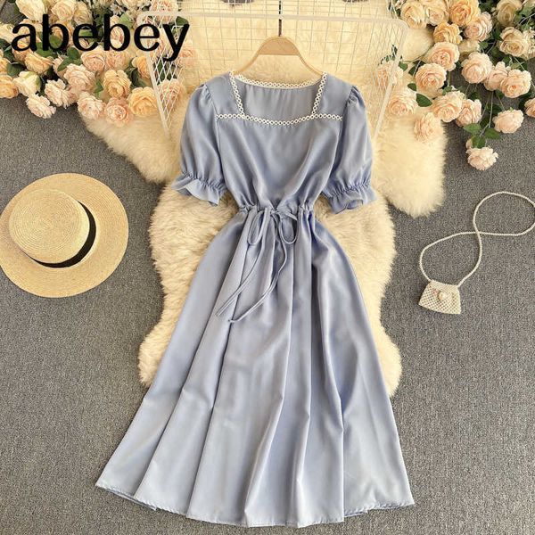 women elegant french dress square collar puff sleeve solid a-line dresses summer casual fashion streetwear short dress 210715, Black;gray
women elegant french dress square collar puff sleeve solid a-line dresses summer casual fashion streetwear short dress 210715, Black;gray