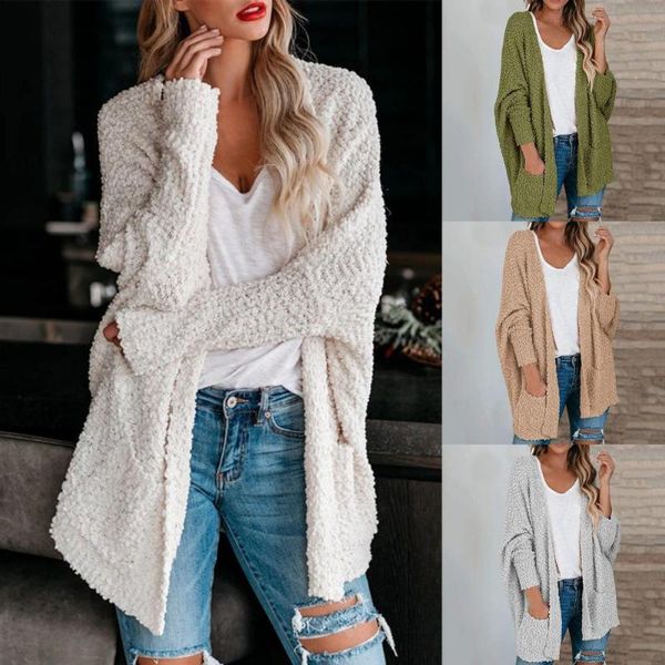 women's knits & tees solid color cardigan sweater women autumn winter midi coat open front loose for warm knitted outerwear, White
women's knits & tees solid color cardigan sweater women autumn winter midi coat open front loose for warm knitted outerwear, White