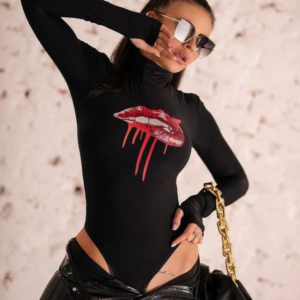 body mechanics clothing women basic bodysuit fashion lip print long sleeve turtleneck one-piece leotard party playsuit for spring fall b, Black
body mechanics clothing women basic bodysuit fashion lip print long sleeve turtleneck one-piece leotard party playsuit for spring fall b, Black