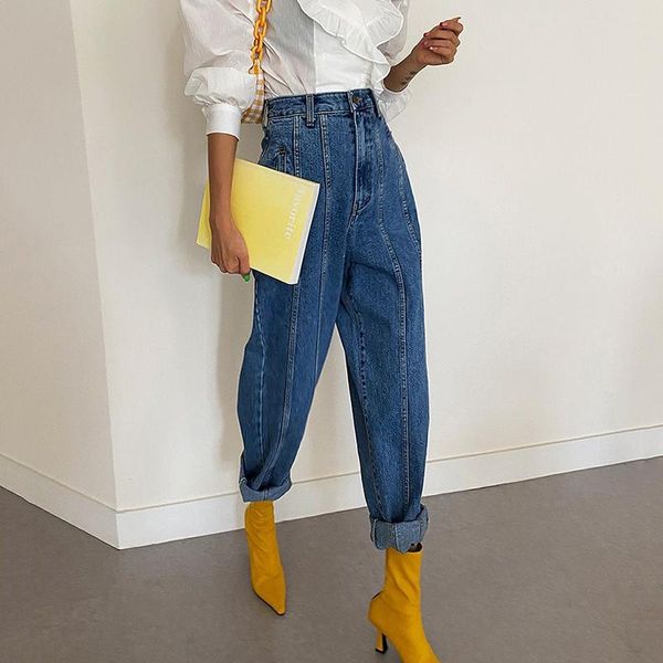 women's jeans stylish harem high waist loose women denim streetwear vintage wide leg pants female trousers capris, Blue
women's jeans stylish harem high waist loose women denim streetwear vintage wide leg pants female trousers capris, Blue