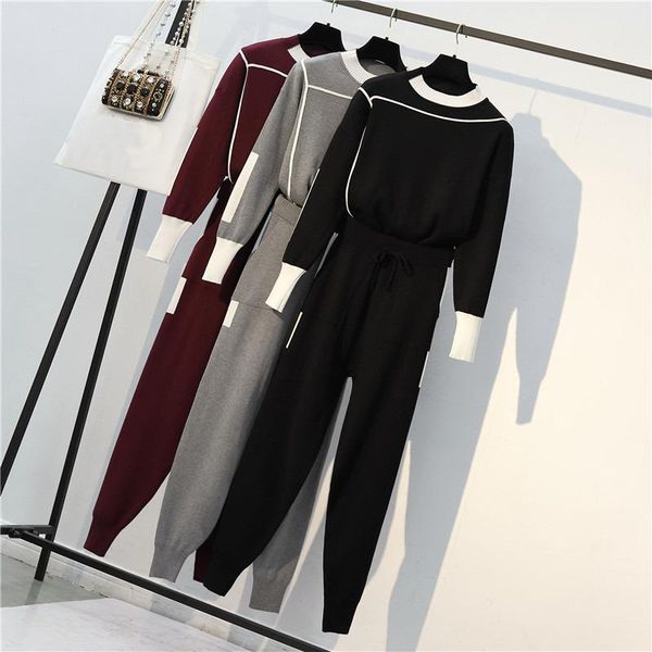 women's two piece pants knitted women sets pullover sweater and suit 2021 tracksuit o-neck loose trousers chic carrot set, White
women's two piece pants knitted women sets pullover sweater and suit 2021 tracksuit o-neck loose trousers chic carrot set, White