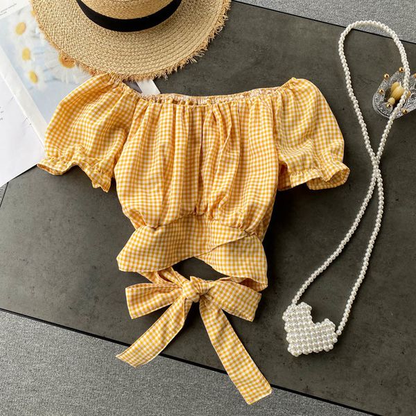 singreiny french women plaid blouse summer puff sleeve slash neck bow drawstring slim blouses fashion streetwear vintage 210419, White
singreiny french women plaid blouse summer puff sleeve slash neck bow drawstring slim blouses fashion streetwear vintage 210419, White