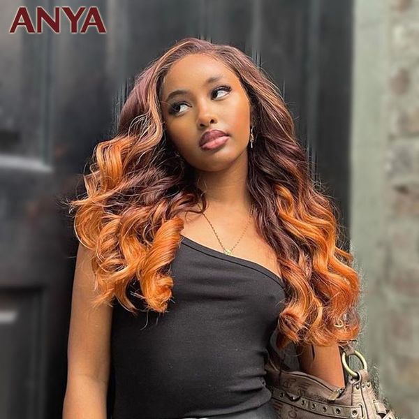 anya brown with orange lace front wig pre plucked body wave human hair transparent 30inch brazilian remy for women wigs, Black;brown
anya brown with orange lace front wig pre plucked body wave human hair transparent 30inch brazilian remy for women wigs, Black;brown