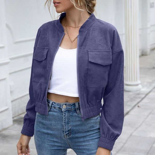 women short bomber jacket stand collar zipper elastic waist outerwear casual parka autumn female coat women's jackets, Black;brown
women short bomber jacket stand collar zipper elastic waist outerwear casual parka autumn female coat women's jackets, Black;brown