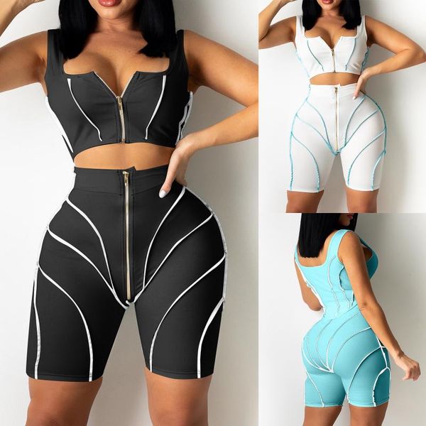 women's tracksuits shorts set women summer solid color stitching zipper cardigan vest sports two-piece suit ladies fashion personality, Gray
women's tracksuits shorts set women summer solid color stitching zipper cardigan vest sports two-piece suit ladies fashion personality, Gray