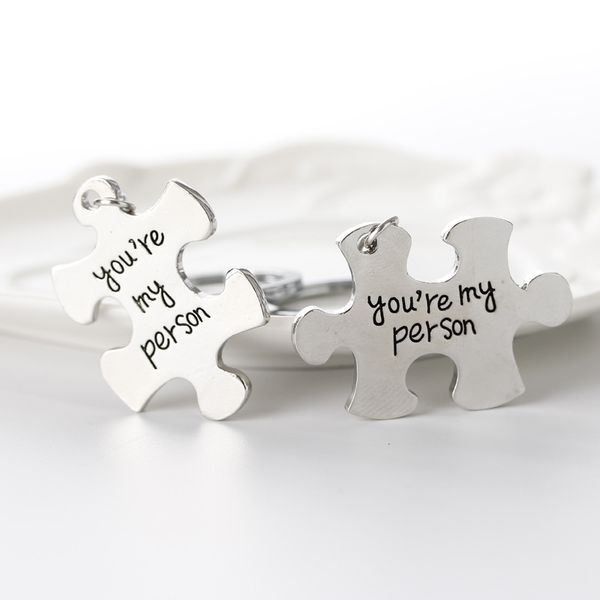 valentines day keychain cute puzzle pendant stainless steel couple keyring engraved youre my person cp jewelry new arrival, Silver
valentines day keychain cute puzzle pendant stainless steel couple keyring engraved youre my person cp jewelry new arrival, Silver