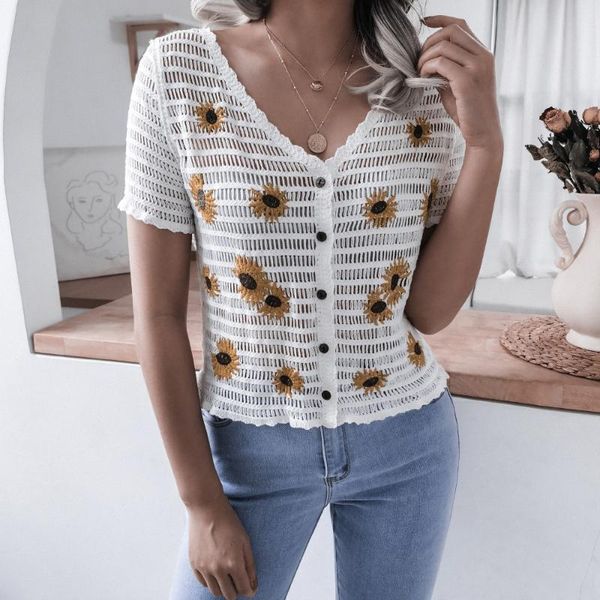 women's t-shirt holiday hollow out woman t shirt summer short sleeve tee casual european style knit, White
women's t-shirt holiday hollow out woman t shirt summer short sleeve tee casual european style knit, White