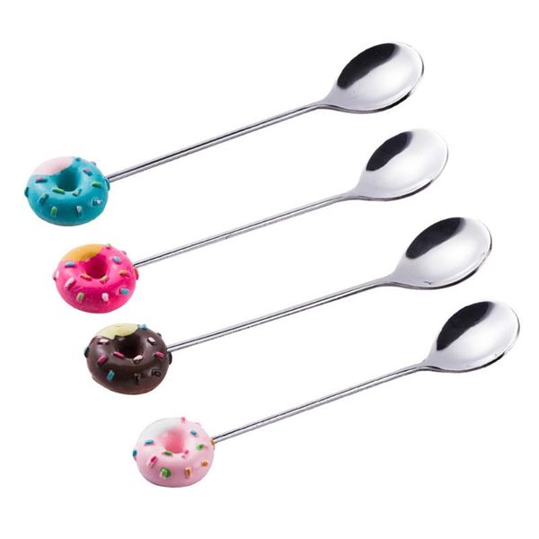 spoons 4pcs stainless steel dessert spoon cartoon doughnut coffee tea ice cream flatware tableware (pink, brown, blue, red)
spoons 4pcs stainless steel dessert spoon cartoon doughnut coffee tea ice cream flatware tableware (pink, brown, blue, red)