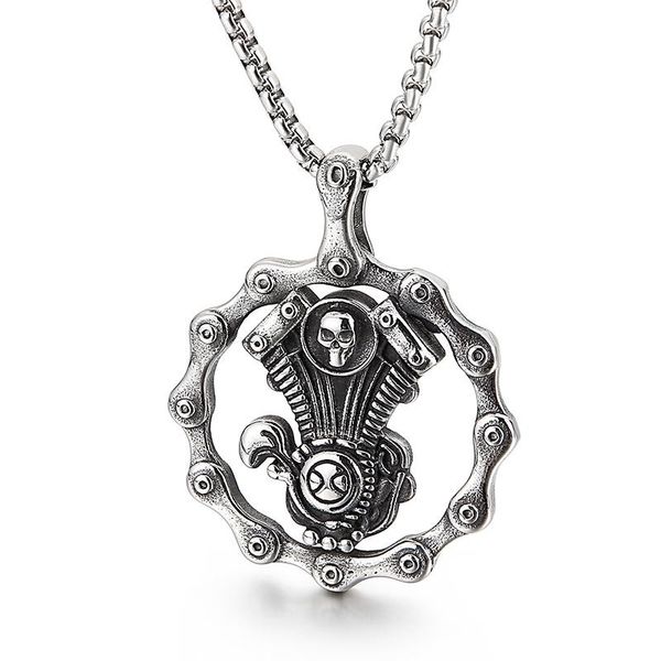 pendant necklaces gothic retro mechanical skull necklace stainless steel casting men's punk locomotive jewelry direct sales, Silver
pendant necklaces gothic retro mechanical skull necklace stainless steel casting men's punk locomotive jewelry direct sales, Silver