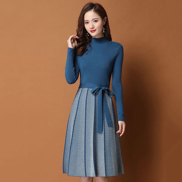autumn winter women pleated hem striped printed sweater dress elegant female a-line dresses soft rib knitted dresses with belt, Black;gray
autumn winter women pleated hem striped printed sweater dress elegant female a-line dresses soft rib knitted dresses with belt, Black;gray