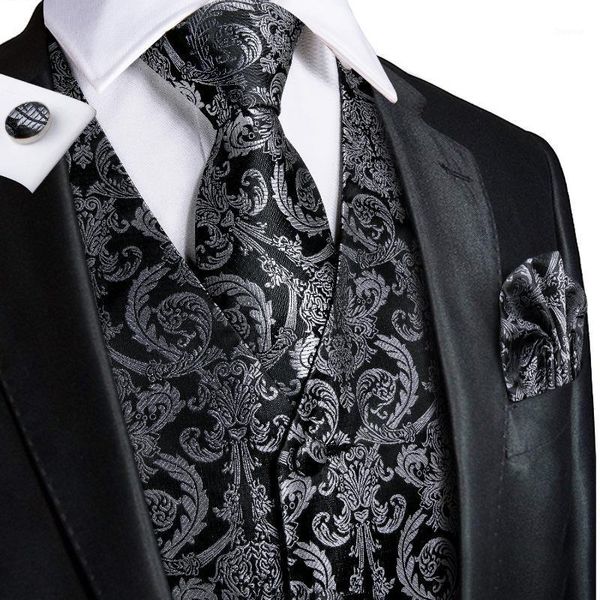 men's vests hi-tie luxury black paisely for suit silk tie pocket square cufflinks set classic party wedding waistcoat, Black;white
men's vests hi-tie luxury black paisely for suit silk tie pocket square cufflinks set classic party wedding waistcoat, Black;white