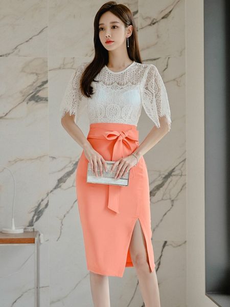 two piece dress 2 set summer women round-neck short sleeve lace & bow belt pack hip irregular skirt fashion work business sui, White
two piece dress 2 set summer women round-neck short sleeve lace & bow belt pack hip irregular skirt fashion work business sui, White