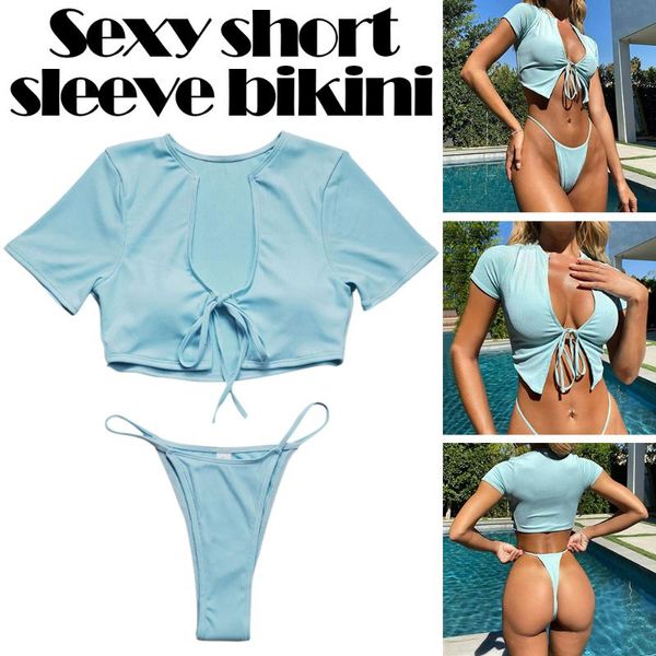 one-piece suits swimsuit bikini thread cloth pure color short sleeve women swimwear swim
one-piece suits swimsuit bikini thread cloth pure color short sleeve women swimwear swim