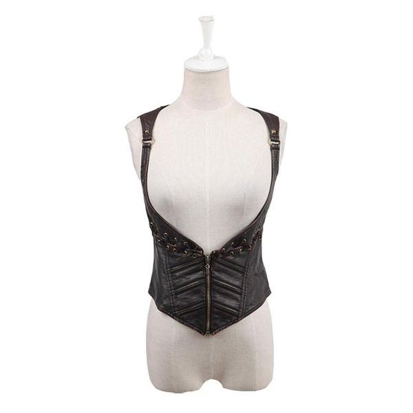 women's vests steampunk gothic vintage women wash leather vest scoop neck waistcoat with zipper coffee sleeveless coat, Black;white
women's vests steampunk gothic vintage women wash leather vest scoop neck waistcoat with zipper coffee sleeveless coat, Black;white