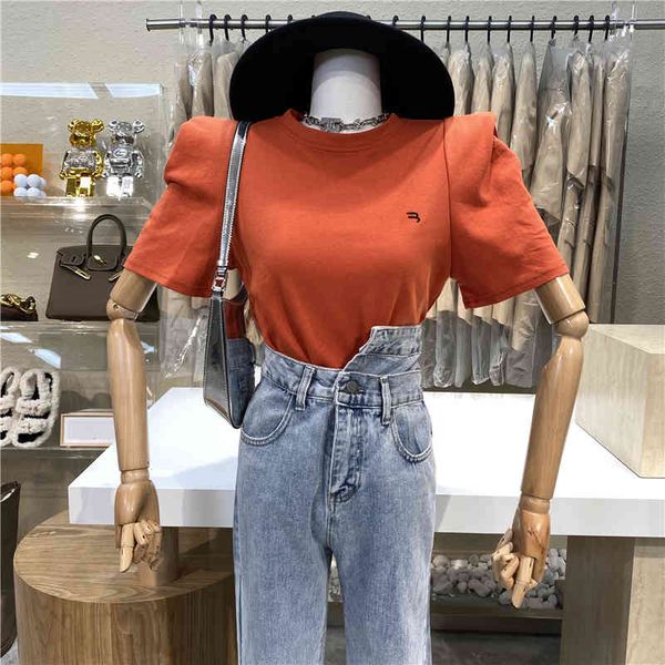 embroidery niche design small bubble letters sleeve t-shirt 2021 round collar short top, White
embroidery niche design small bubble letters sleeve t-shirt 2021 round collar short top, White