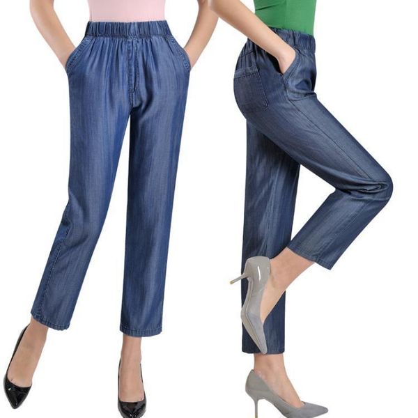 women's jeans arrival summer casual fashion high nine points elastic waist drawstring softener loose women plus size l-4xl 5xl, Blue
women's jeans arrival summer casual fashion high nine points elastic waist drawstring softener loose women plus size l-4xl 5xl, Blue