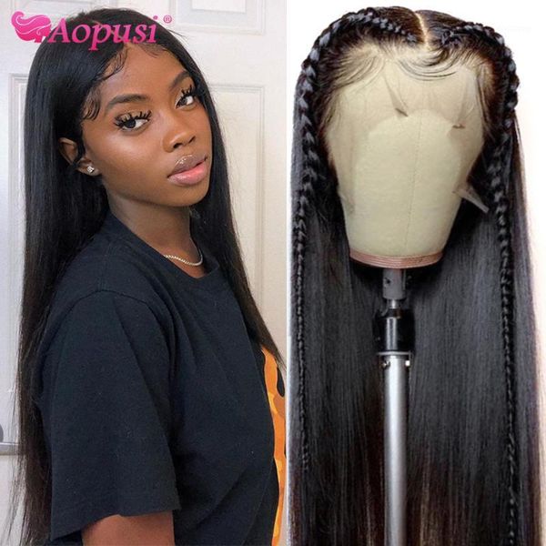 aopusi 13*4 lace front human hair wigs peruvian straight wig for black women pre plucked with baby remy1, Black;brown
aopusi 13*4 lace front human hair wigs peruvian straight wig for black women pre plucked with baby remy1, Black;brown