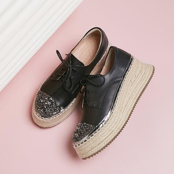 women pumps autumn spring cow leather black color lace up round toe crystal wedges high heels lady shoes dress
women pumps autumn spring cow leather black color lace up round toe crystal wedges high heels lady shoes dress
