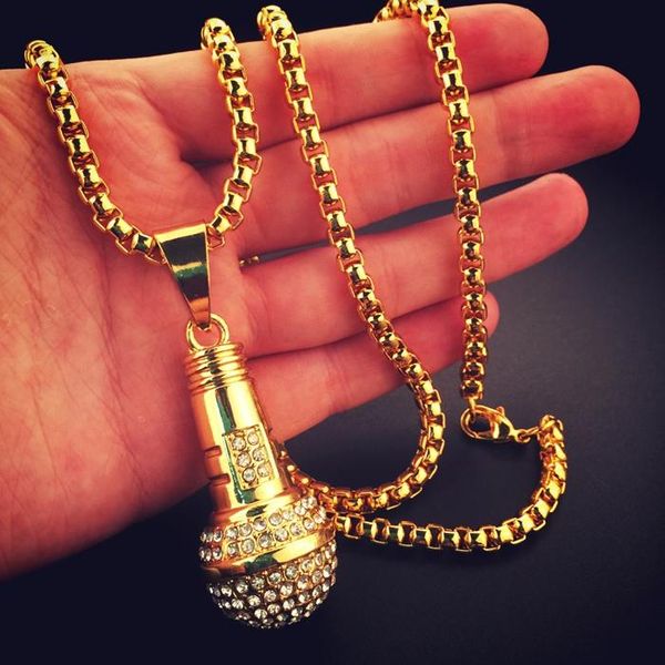 pendant necklaces rapper jewelry micro pave full rhinestone microphone necklace yellow gold filled men's hip hop gift, Silver
pendant necklaces rapper jewelry micro pave full rhinestone microphone necklace yellow gold filled men's hip hop gift, Silver